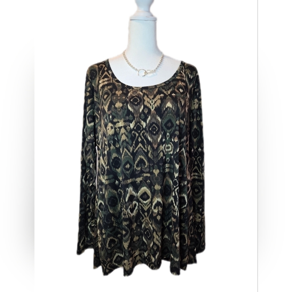 LuLaRoe Black and Brown Patterned Long Sleeve Top